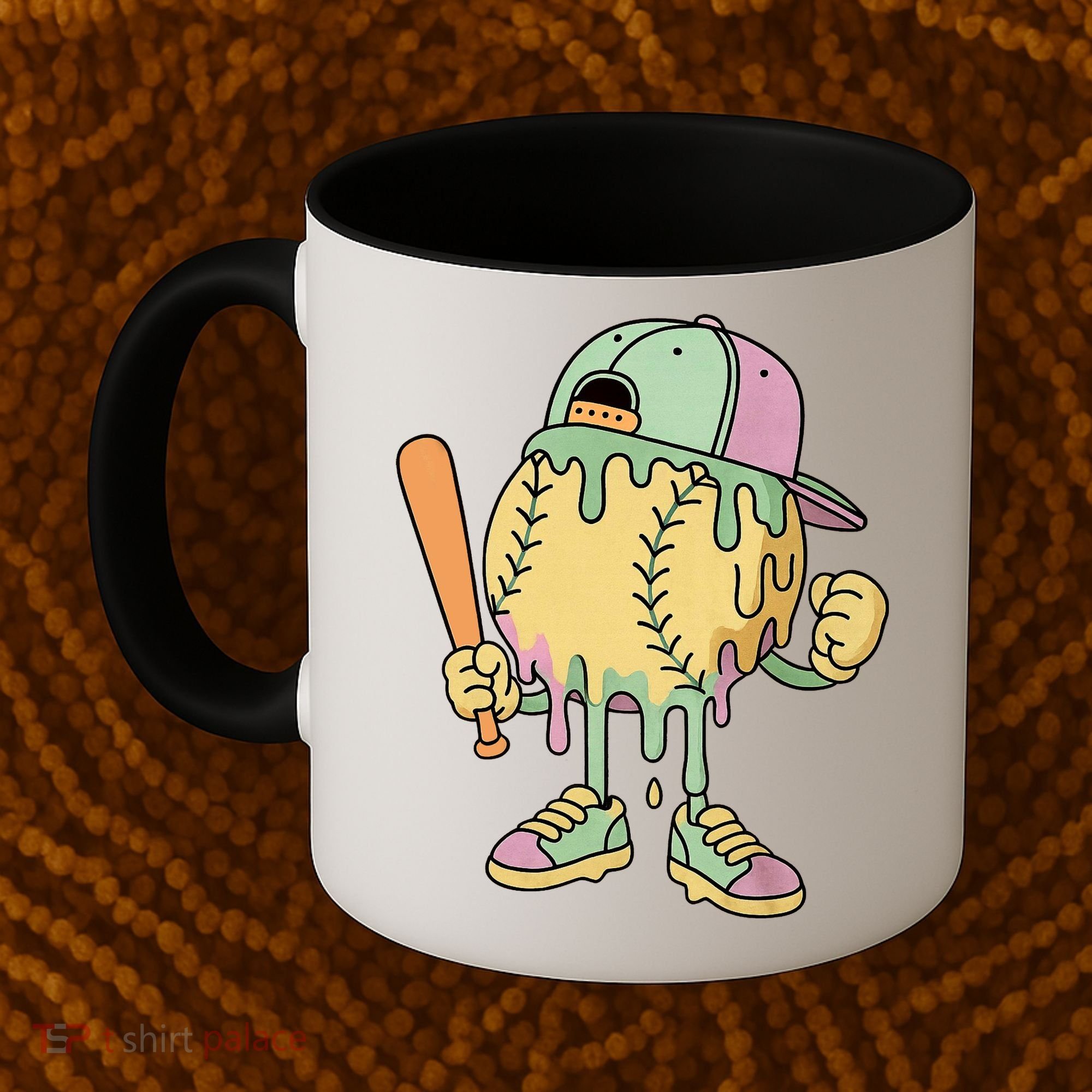 Ice Cream Drip Baseball Spots Retro Coffee Mug