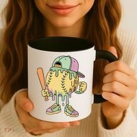 Ice Cream Drip Baseball Spots Retro Coffee Mug thumb 3