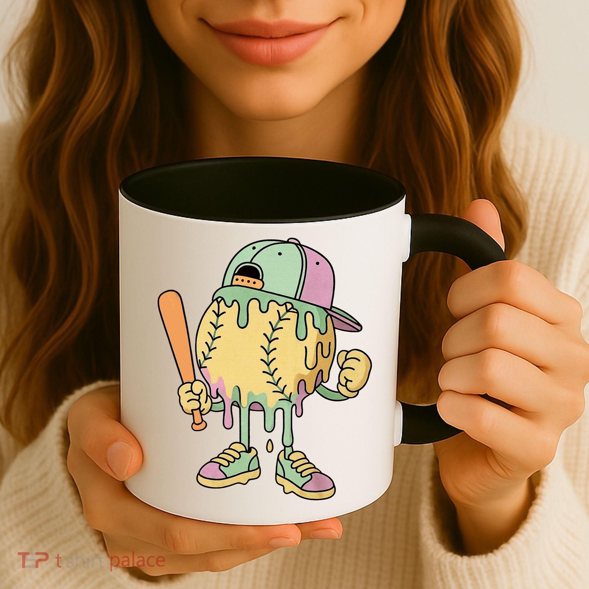 Ice Cream Drip Baseball Spots Retro Coffee Mug