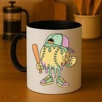 Ice Cream Drip Baseball Spots Retro Coffee Mug thumb 4