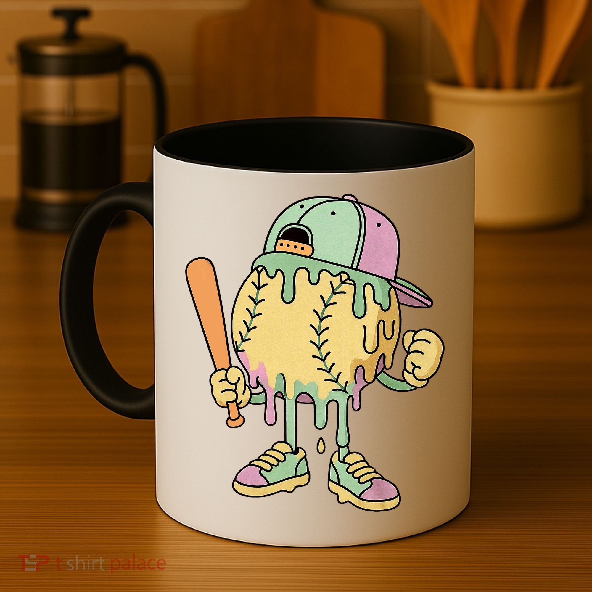 Ice Cream Drip Baseball Spots Retro Coffee Mug