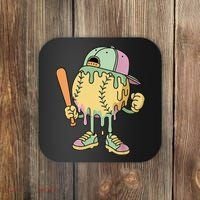 Ice Cream Drip Baseball Spots Retro Coaster thumb 0