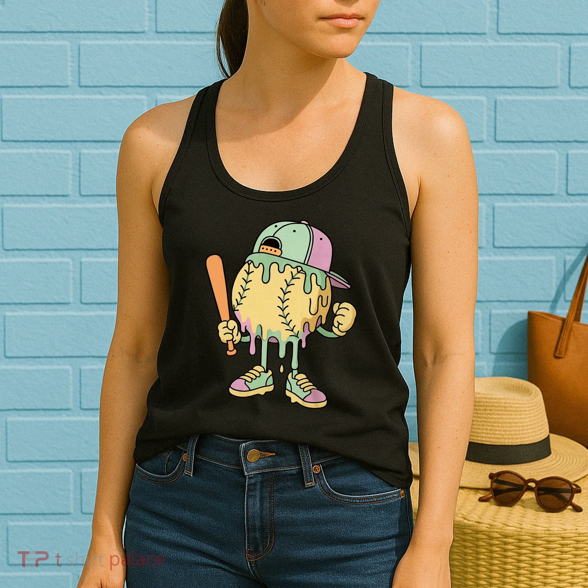 Ice Cream Drip Baseball Spots Retro Women's Tank Top