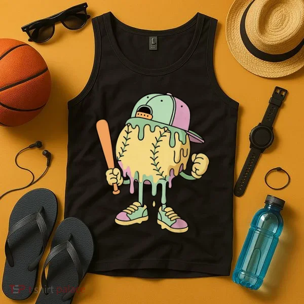 Ice Cream Drip Baseball Spots Retro Tank Top