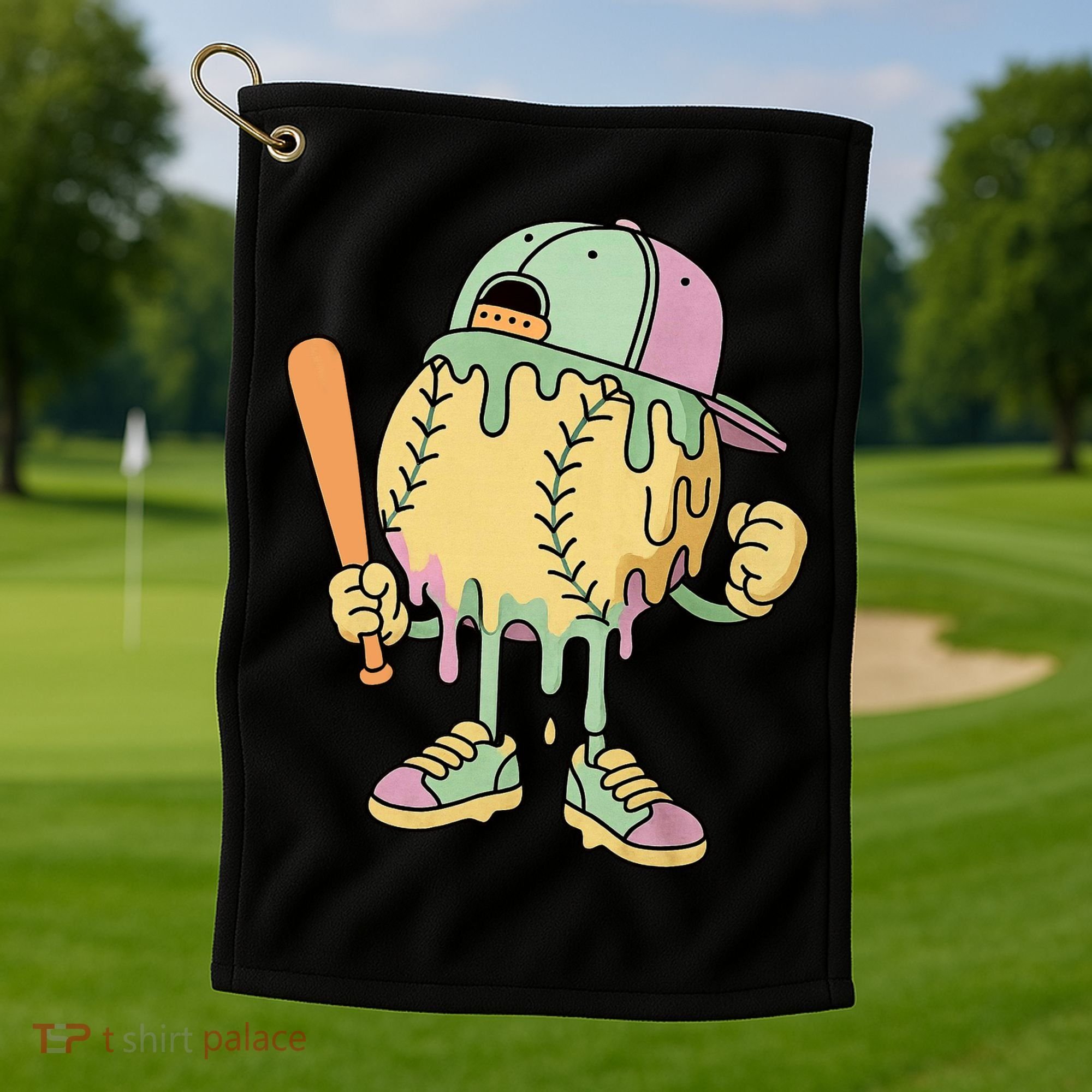Ice Cream Drip Baseball Spots Retro Golf Towel