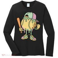 Ice Cream Drip Baseball Spots Retro Women's Long Sleeve Shirt thumb 0