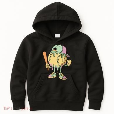 Ice Cream Drip Baseball Spots Retro Kids Hoodie