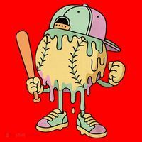Ice Cream Drip Baseball Spots Retro Santa Hat thumb 1