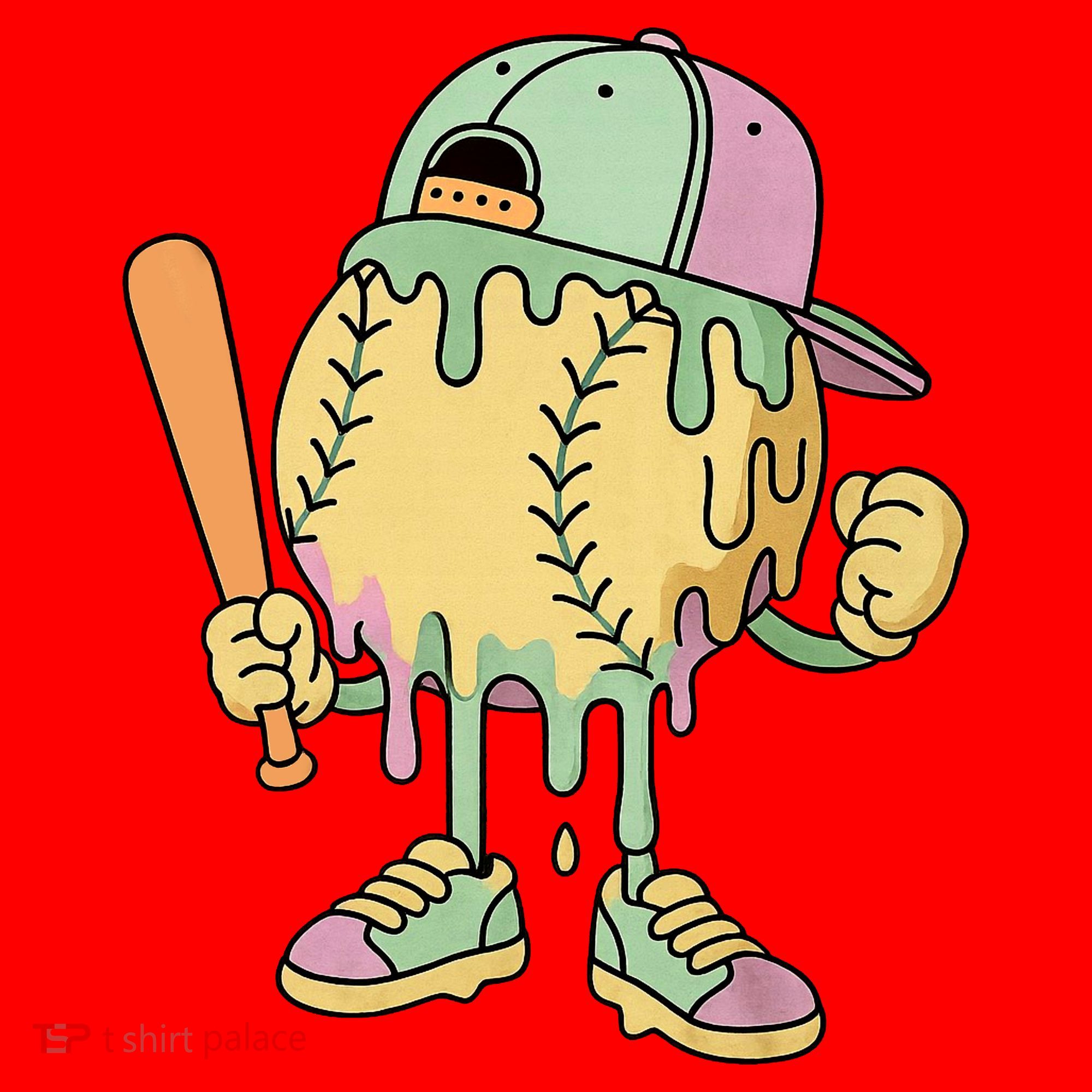 Ice Cream Drip Baseball Spots Retro Santa Hat
