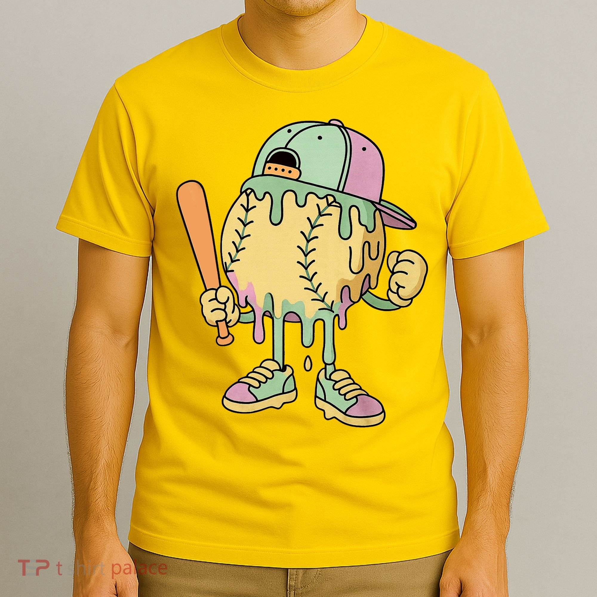 Ice Cream Drip Baseball Spots Retro T-Shirt