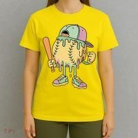 Ice Cream Drip Baseball Spots Retro T-Shirt thumb 4