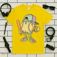 Ice Cream Drip Baseball Spots Retro T-Shirt thumb 5