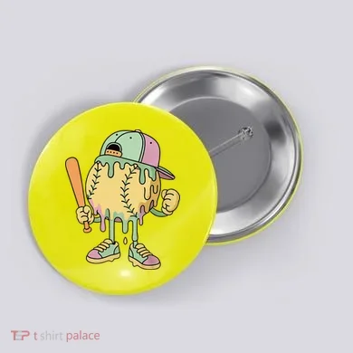 Ice Cream Drip Baseball Spots Retro Button