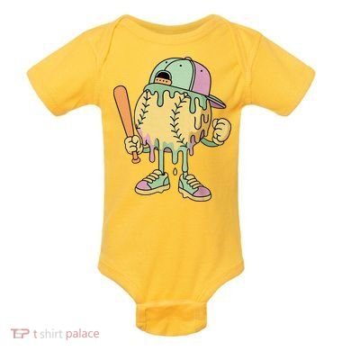 Ice Cream Drip Baseball Spots Retro Baby Bodysuit