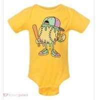 Ice Cream Drip Baseball Spots Retro Baby Bodysuit thumb 0