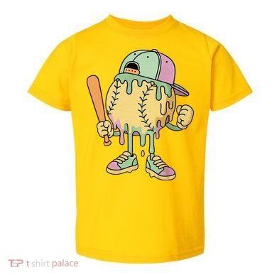 Ice Cream Drip Baseball Spots Retro Toddler T-Shirt