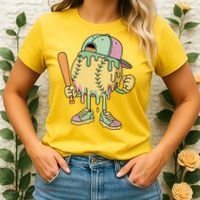 Ice Cream Drip Baseball Spots Retro Women's T-Shirt thumb 2