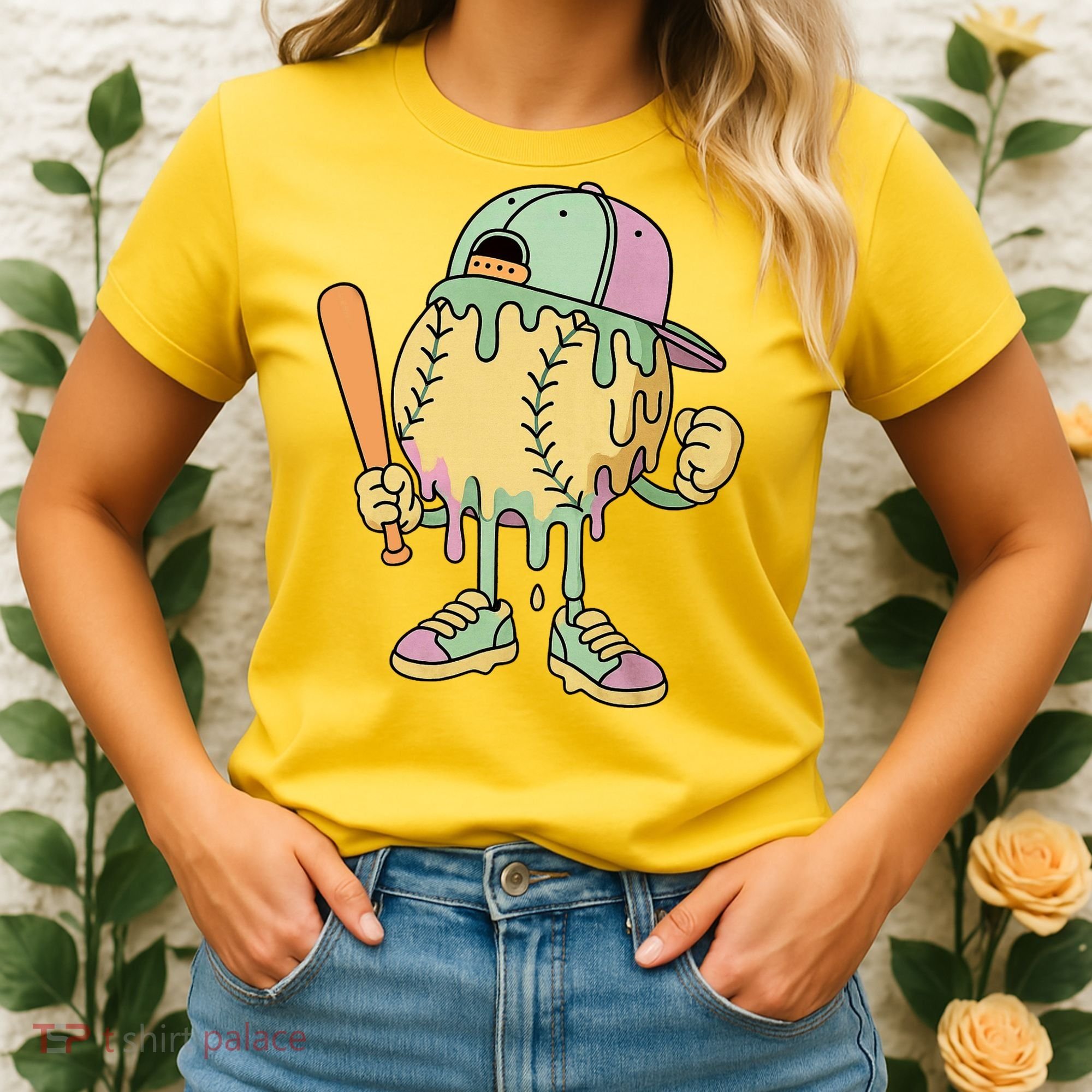 Ice Cream Drip Baseball Spots Retro Women's T-Shirt