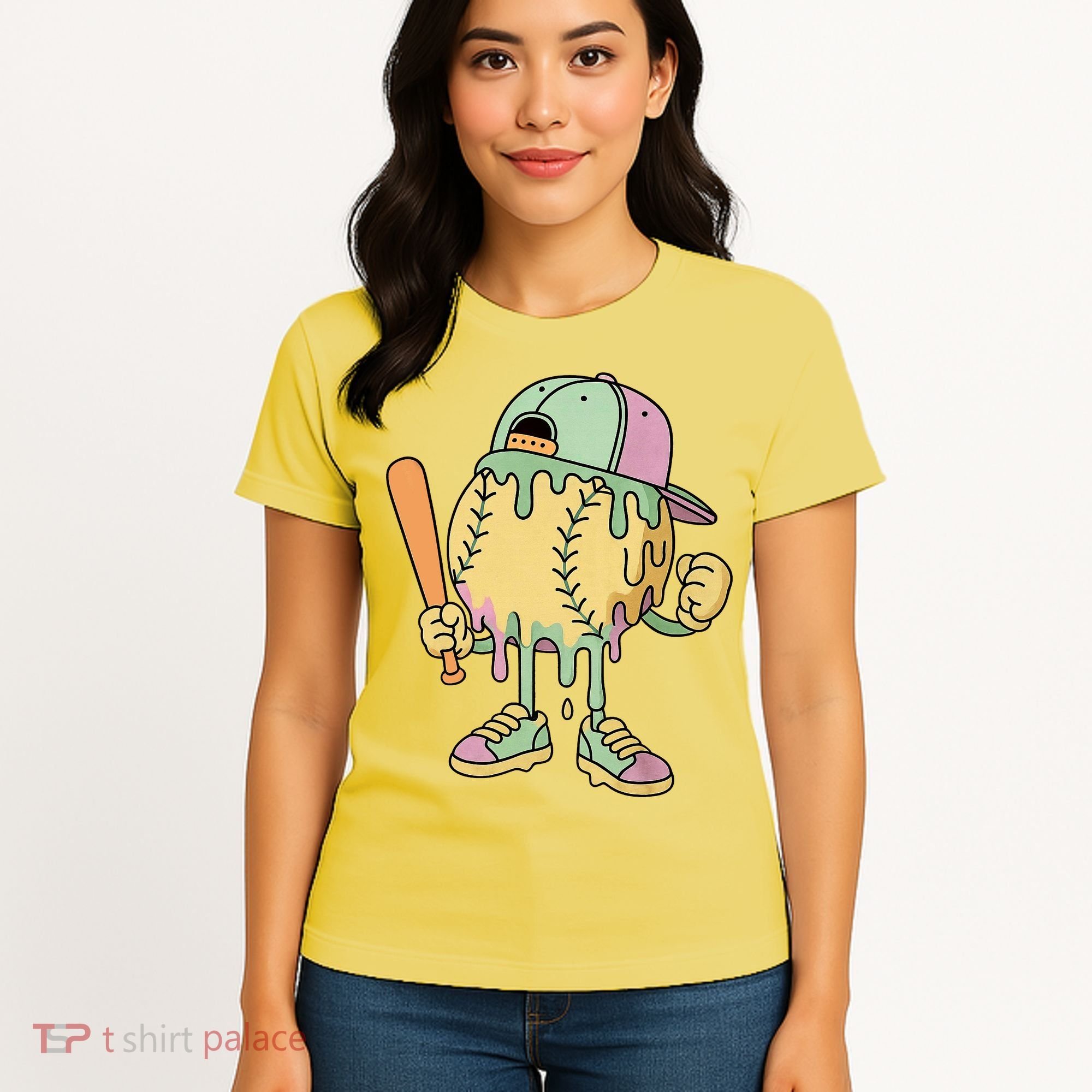 Ice Cream Drip Baseball Spots Retro Women's T-Shirt
