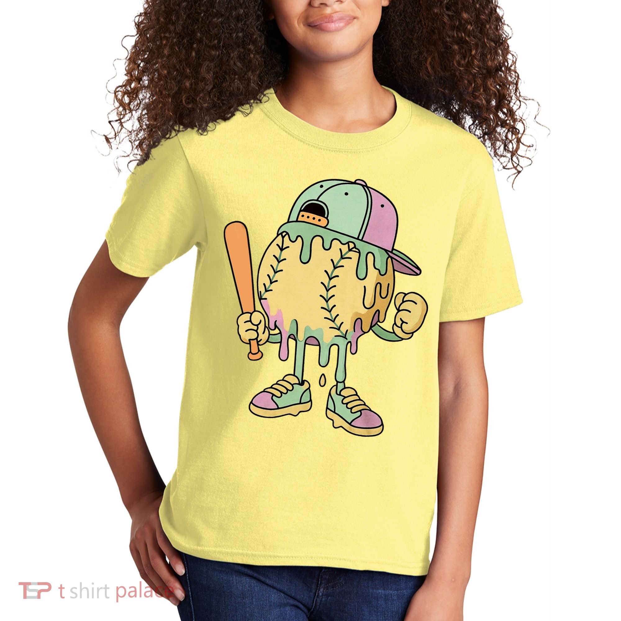 Ice Cream Drip Baseball Spots Retro Kids T-Shirt