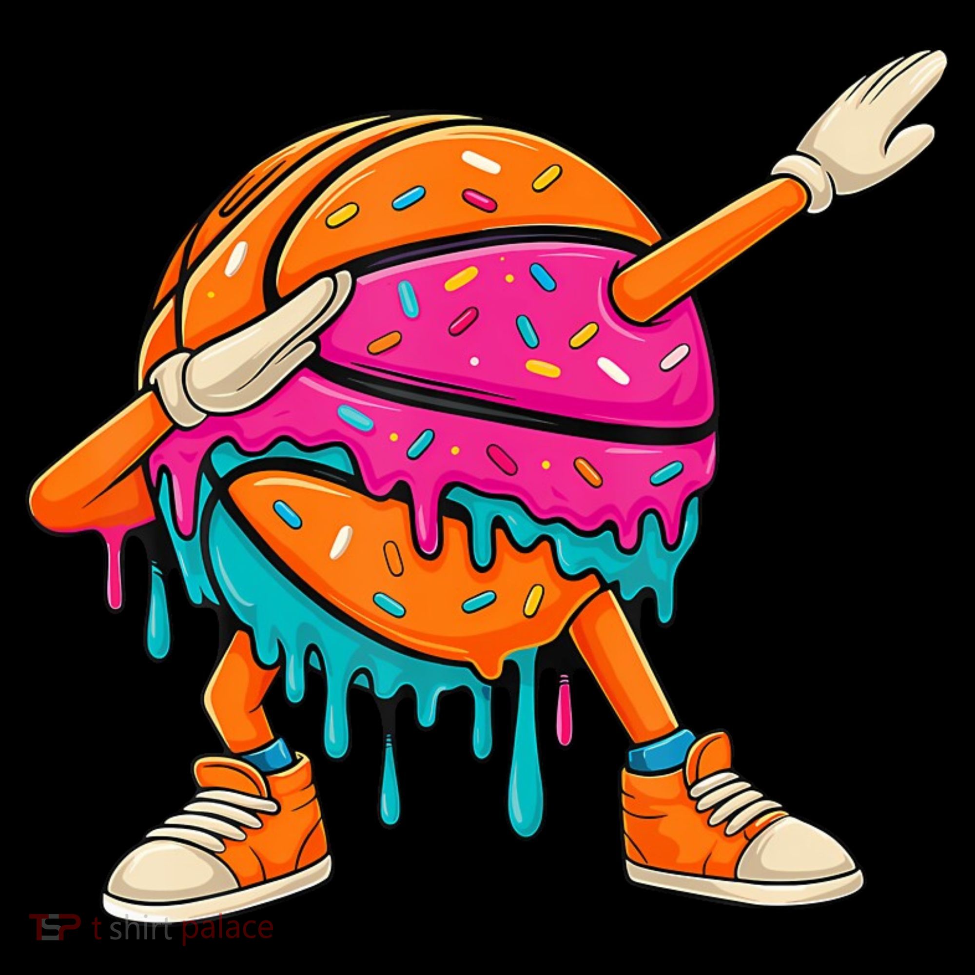 Ice Cream Drip Basketball Dabbing Long Sleeve Shirt