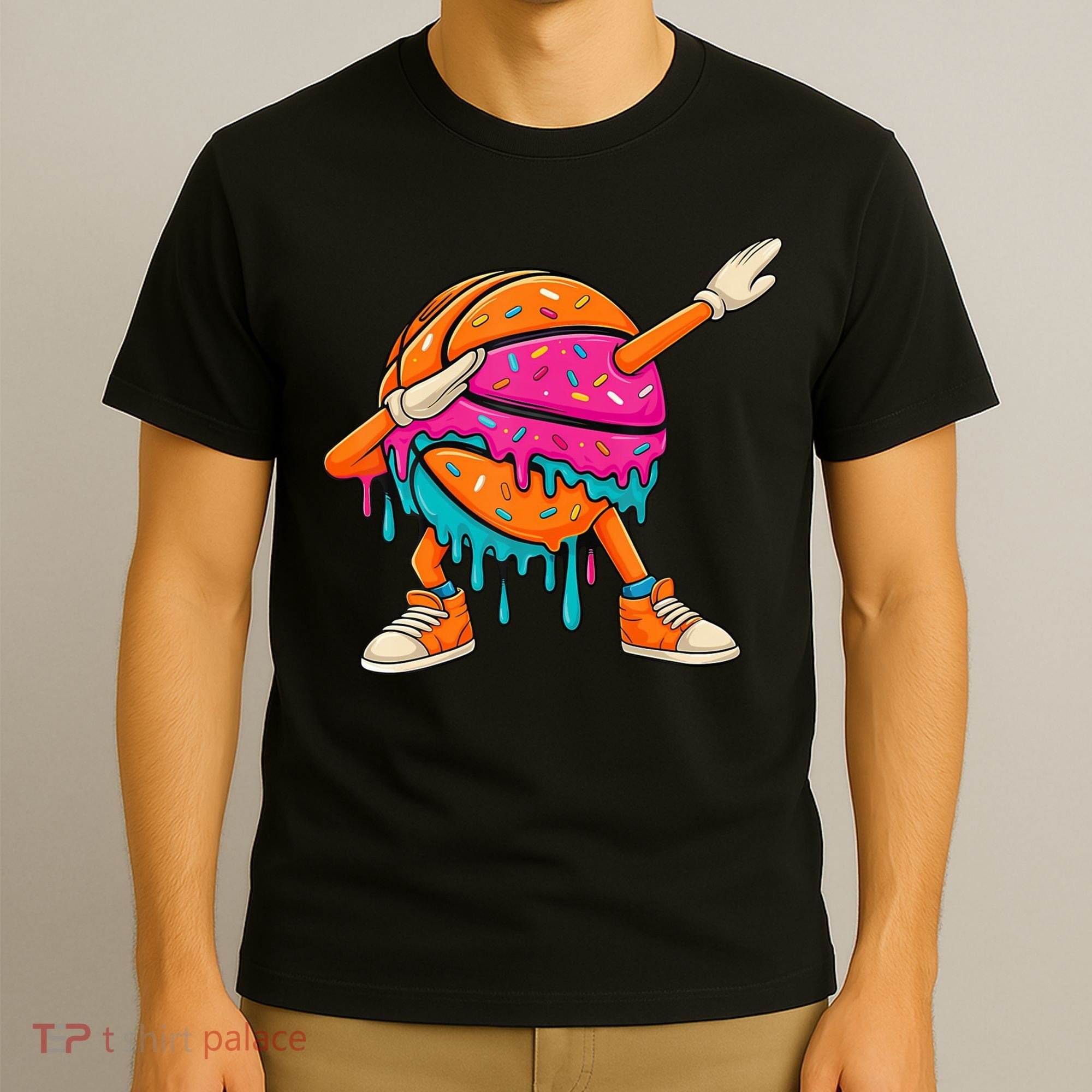 Ice Cream Drip Basketball Dabbing T-Shirt