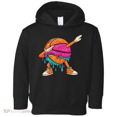 Ice Cream Drip Basketball Dabbing Toddler Hoodie