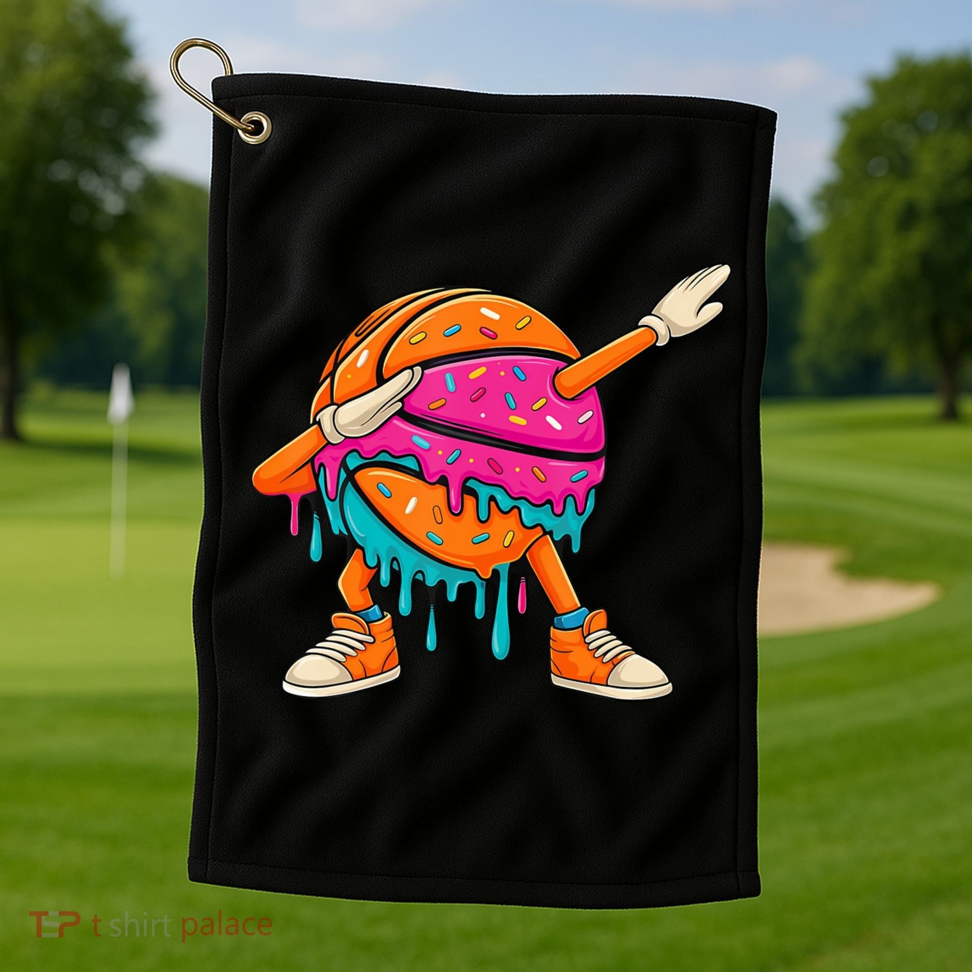 Ice Cream Drip Basketball Dabbing Golf Towel