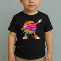 Ice Cream Drip Basketball Dabbing Toddler T-Shirt thumb 2