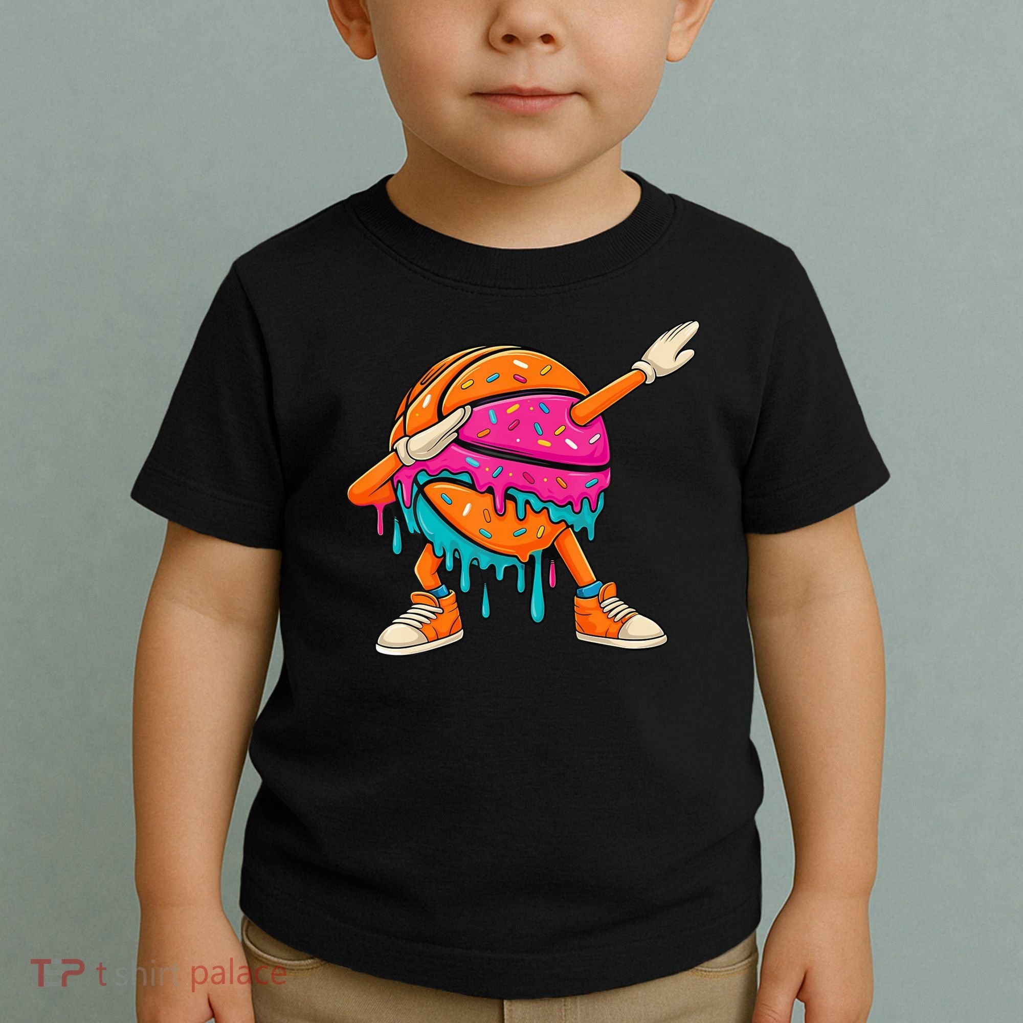 Ice Cream Drip Basketball Dabbing Toddler T-Shirt