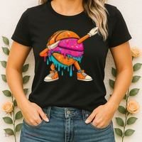 Ice Cream Drip Basketball Dabbing Women's T-Shirt thumb 2