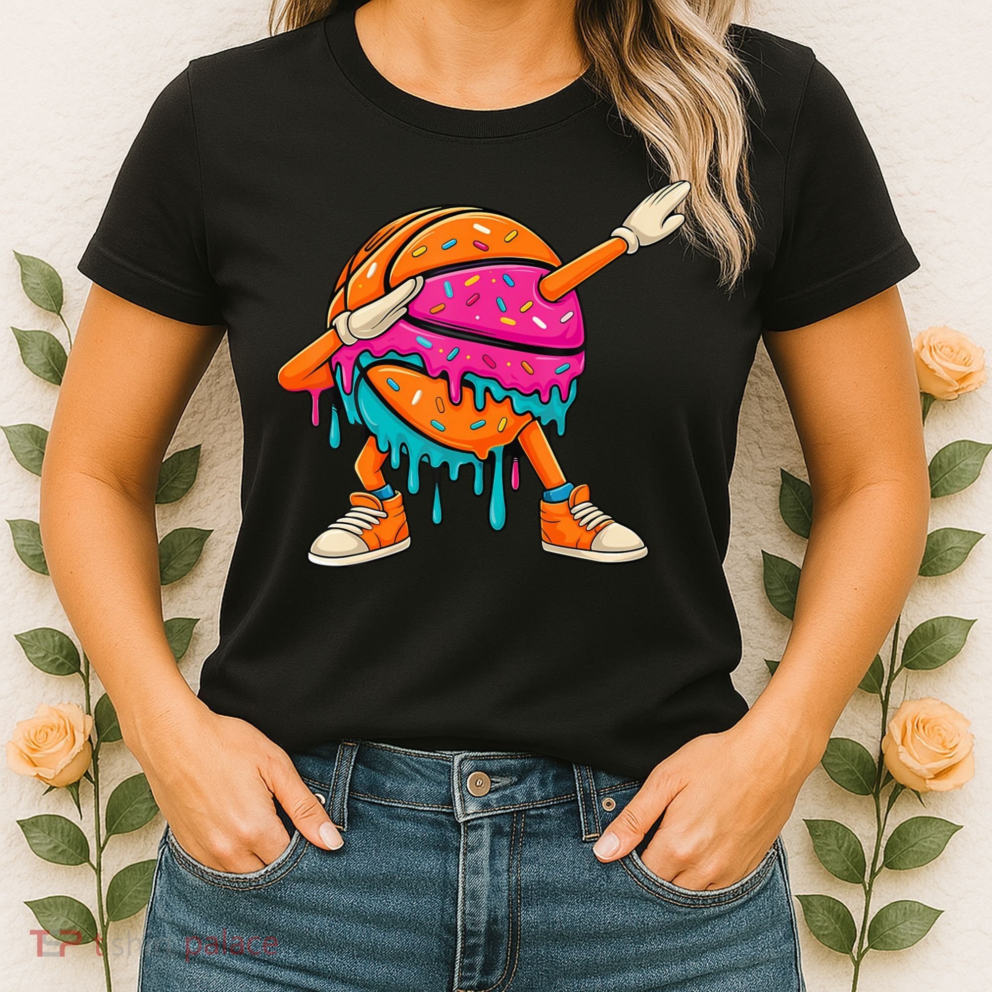 Ice Cream Drip Basketball Dabbing Women's T-Shirt