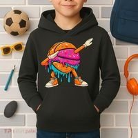 Ice Cream Drip Basketball Dabbing Kids Hoodie thumb 2