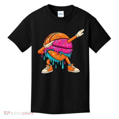 Ice Cream Drip Basketball Dabbing Kids T-Shirt