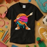 Ice Cream Drip Basketball Dabbing Kids T-Shirt thumb 3