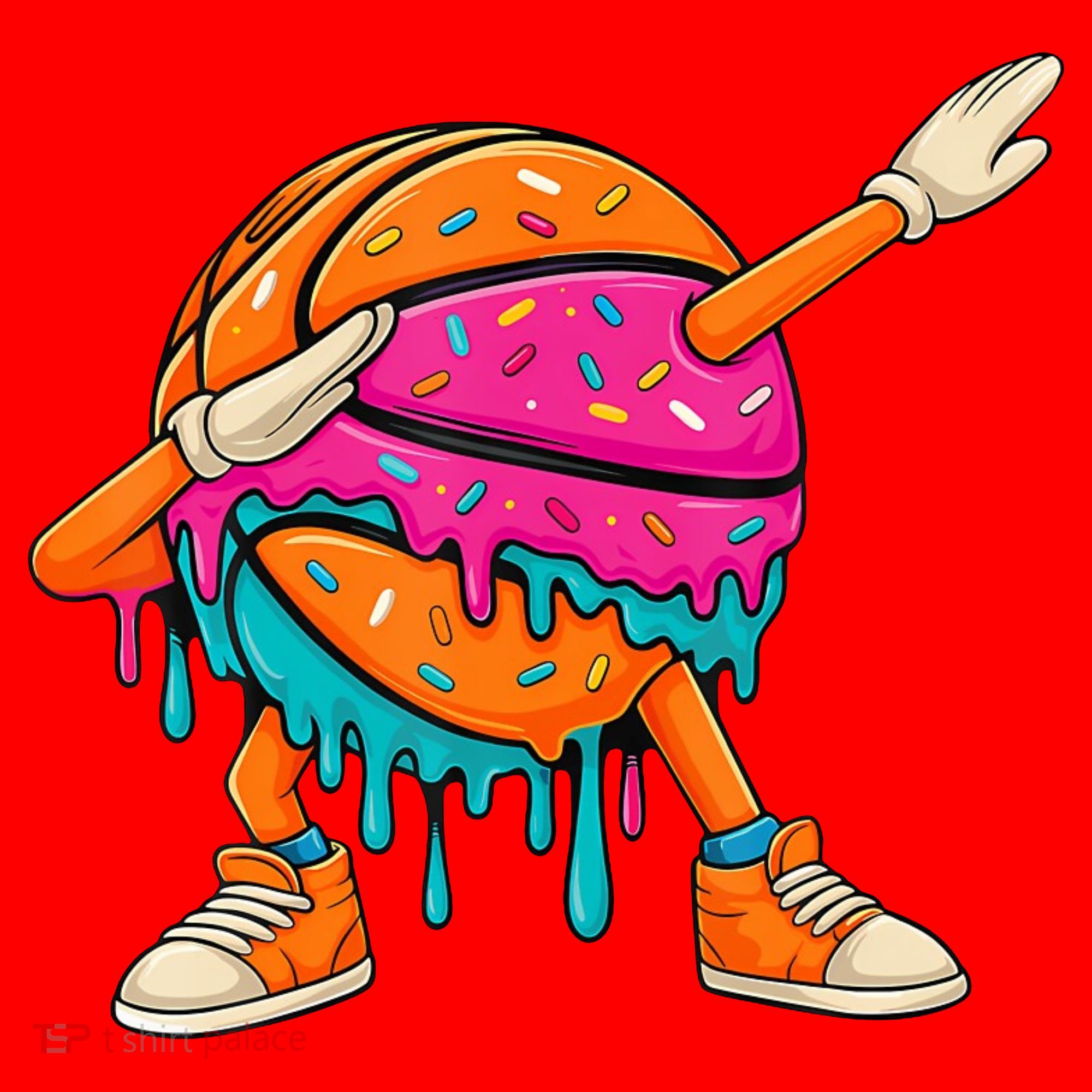 Ice Cream Drip Basketball Dabbing Santa Hat