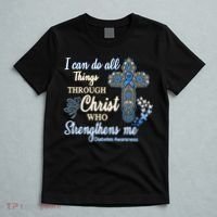 I Can Do All Things Through Christ Who Strengthens Me Diabetes Awareness T-Shirt thumb 5