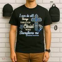 I Can Do All Things Through Christ Who Strengthens Me Diabetes Awareness T-Shirt thumb 6