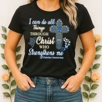 I Can Do All Things Through Christ Who Strengthens Me Diabetes Awareness Women's T-Shirt thumb 2
