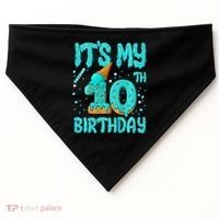 Ice Cream Drip 10th Birthday 10 Years Old Birthday USA-Made Doggie Bandana thumb 0