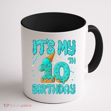 Ice Cream Drip 10th Birthday 10 Years Old Birthday Coffee Mug back
