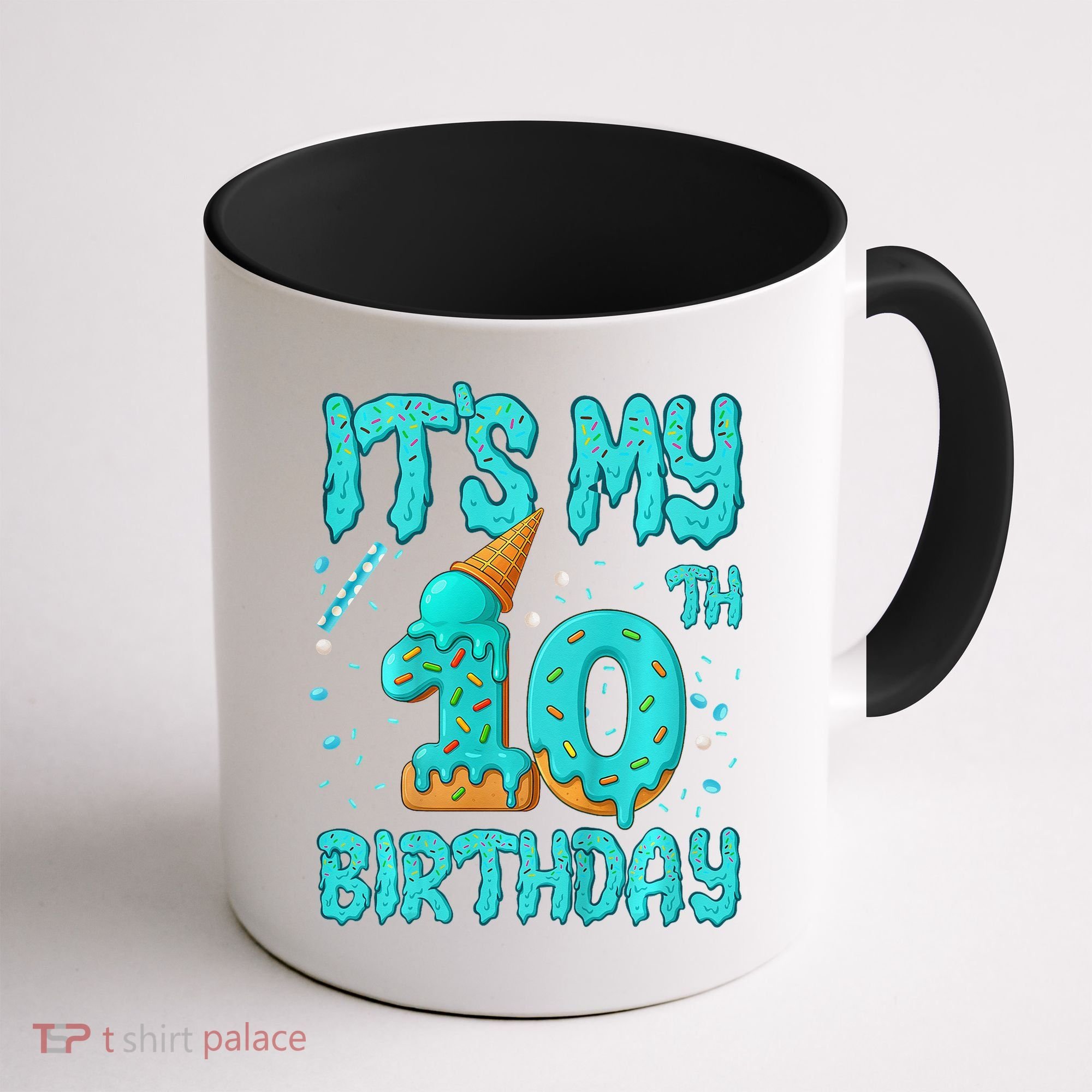 Ice Cream Drip 10th Birthday 10 Years Old Birthday Coffee Mug