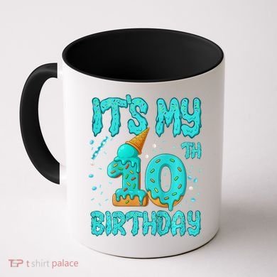 Ice Cream Drip 10th Birthday 10 Years Old Birthday Coffee Mug