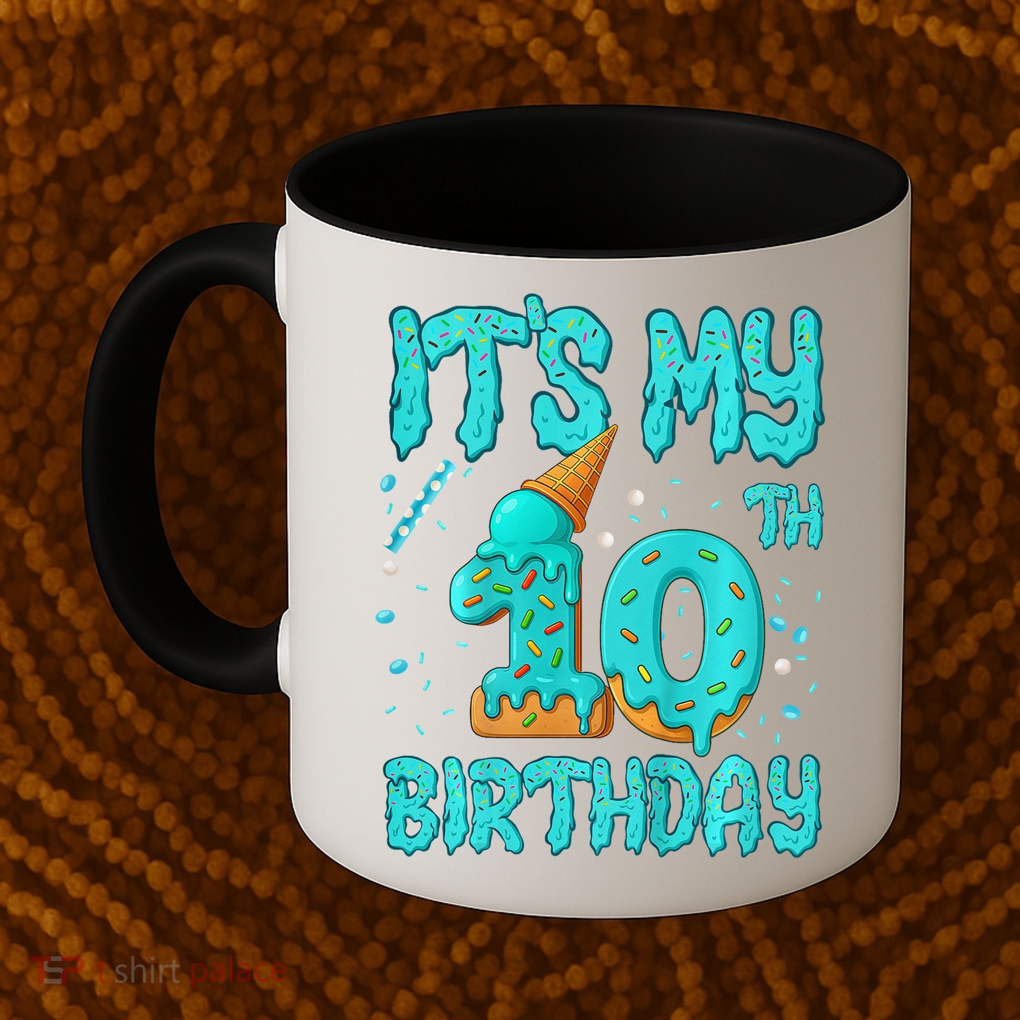Ice Cream Drip 10th Birthday 10 Years Old Birthday Coffee Mug