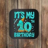 Ice Cream Drip 10th Birthday 10 Years Old Birthday Coaster thumb 0