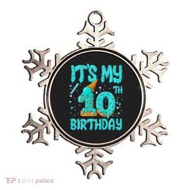 Ice Cream Drip 10th Birthday 10 Years Old Birthday Ornament