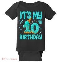 Ice Cream Drip 10th Birthday 10 Years Old Birthday Baby Bodysuit thumb 0