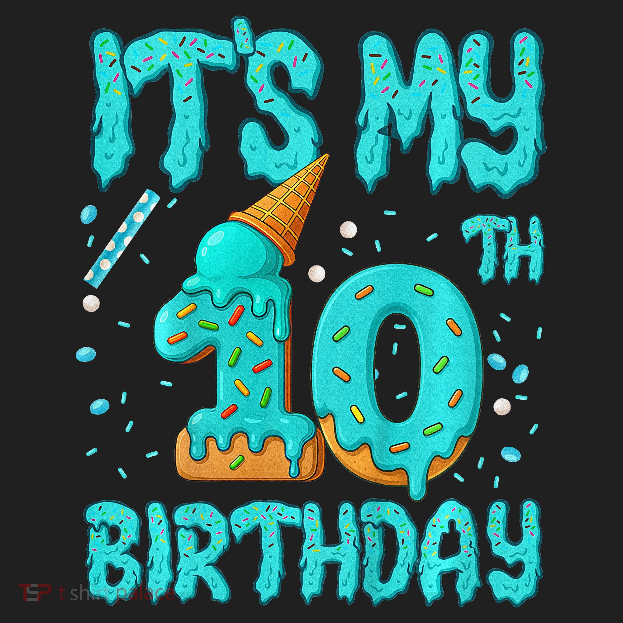 Ice Cream Drip 10th Birthday 10 Years Old Birthday Hat