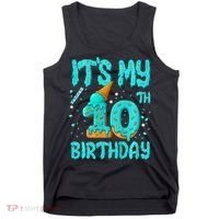 Ice Cream Drip 10th Birthday 10 Years Old Birthday Tank Top thumb 0
