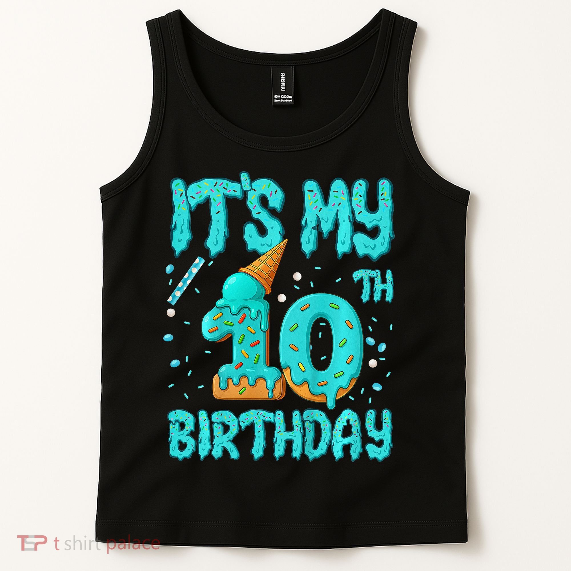 Ice Cream Drip 10th Birthday 10 Years Old Birthday Tank Top